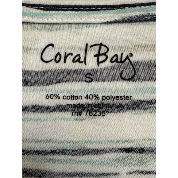 Coral Bay Tank Top Multicolor Geometric Cotton Blend Round Ocean Beachy Comfort - Picture 3 of 7